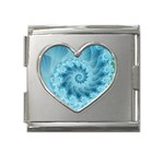 Silky Blue Spiral Fractal Mega Link Heart Italian Charm (18mm)