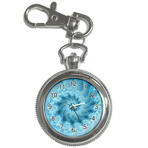 Silky Blue Spiral Fractal Key Chain Watch from ArtsNow.com Front