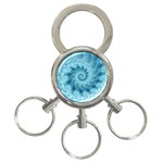 Silky Blue Spiral Fractal 3-Ring Key Chain