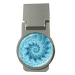 Silky Blue Spiral Fractal Money Clip (Round)