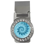 Silky Blue Spiral Fractal Money Clip (CZ)