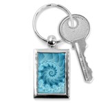 Silky Blue Spiral Fractal Key Chain (Rectangle)