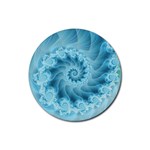 Silky Blue Spiral Fractal Rubber Coaster (Round)