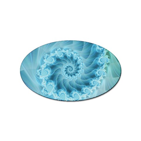 Silky Blue Spiral Fractal Sticker (Oval) from ArtsNow.com Front