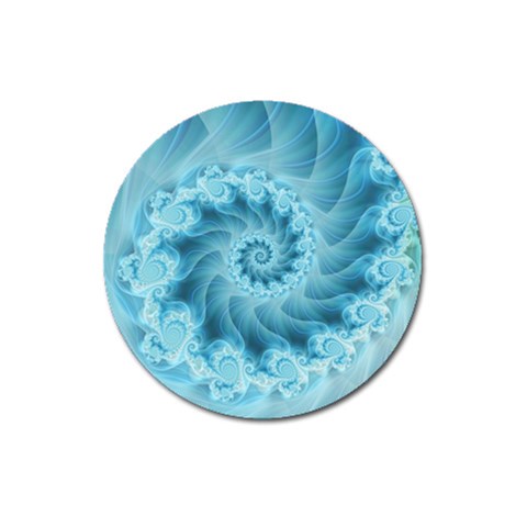 Silky Blue Spiral Fractal Magnet 3  (Round) from ArtsNow.com Front