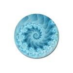 Silky Blue Spiral Fractal Magnet 3  (Round)