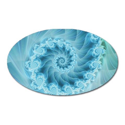 Silky Blue Spiral Fractal Magnet (Oval) from ArtsNow.com Front