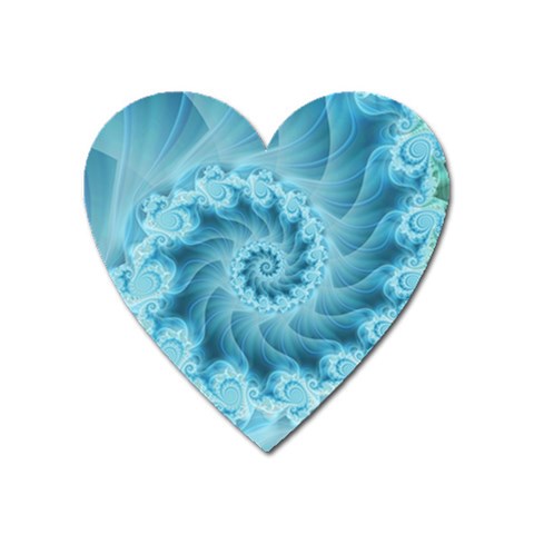 Silky Blue Spiral Fractal Magnet (Heart) from ArtsNow.com Front