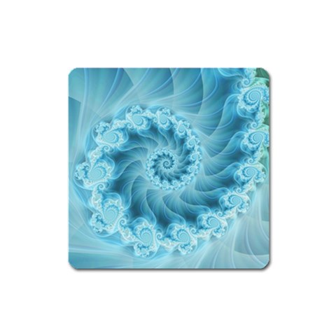 Silky Blue Spiral Fractal Magnet (Square) from ArtsNow.com Front