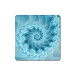 Silky Blue Spiral Fractal Magnet (Square)