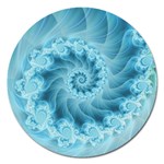 Silky Blue Spiral Fractal Magnet 5  (Round)