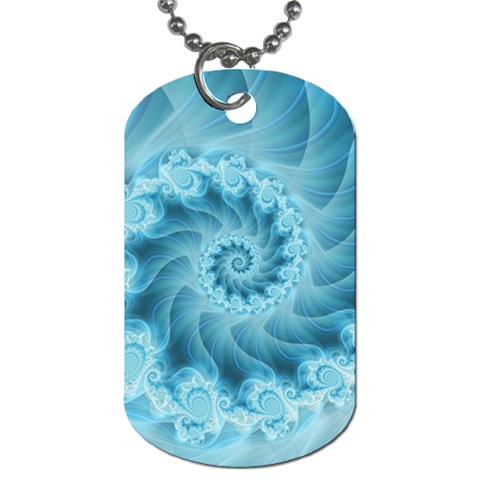 Silky Blue Spiral Fractal Dog Tag (One Side) from ArtsNow.com Front