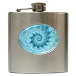 Silky Blue Spiral Fractal Hip Flask (6 oz)