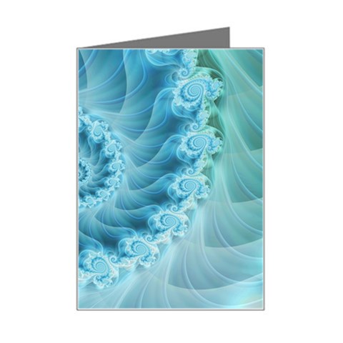 Silky Blue Spiral Fractal Mini Greeting Card from ArtsNow.com Left