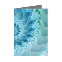 Silky Blue Spiral Fractal Mini Greeting Card from ArtsNow.com Left