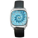 Silky Blue Spiral Fractal Square Metal Watch