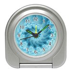 Silky Blue Spiral Fractal Travel Alarm Clock