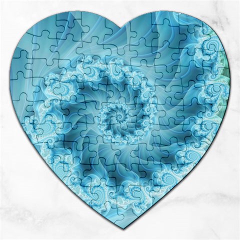 Silky Blue Spiral Fractal Jigsaw Puzzle (Heart) from ArtsNow.com Front