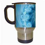 Silky Blue Spiral Fractal Travel Mug (White)