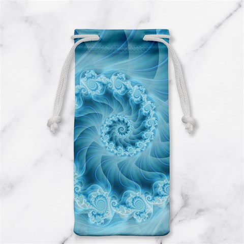 Silky Blue Spiral Fractal Jewelry Bag from ArtsNow.com Back