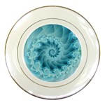 Silky Blue Spiral Fractal Porcelain Plate