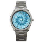 Silky Blue Spiral Fractal Sport Metal Watch