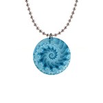 Silky Blue Spiral Fractal 1  Button Necklace