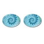 Silky Blue Spiral Fractal Cufflinks (Oval)