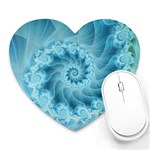 Silky Blue Spiral Fractal Heart Mousepad