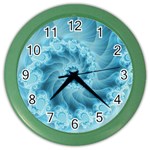 Silky Blue Spiral Fractal Color Wall Clock