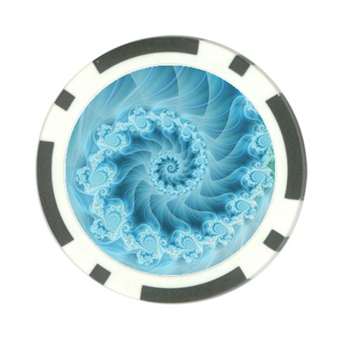 Silky Blue Spiral Fractal Poker Chip Card Guard from ArtsNow.com Front