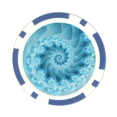 Silky Blue Spiral Fractal Poker Chip Card Guard from ArtsNow.com Front