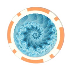 Silky Blue Spiral Fractal Poker Chip Card Guard from ArtsNow.com Front