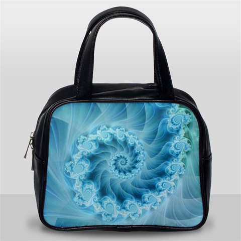 Silky Blue Spiral Fractal Classic Handbag (One Side) from ArtsNow.com Front