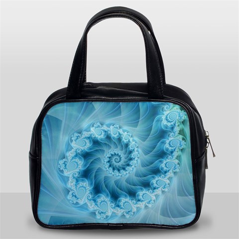 Silky Blue Spiral Fractal Classic Handbag (Two Sides) from ArtsNow.com Front