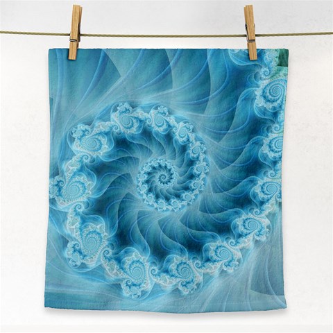 Silky Blue Spiral Fractal Face Towel from ArtsNow.com Front