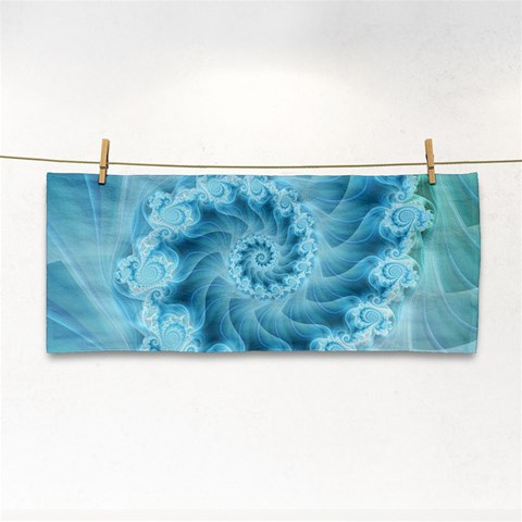 Silky Blue Spiral Fractal Hand Towel from ArtsNow.com Front