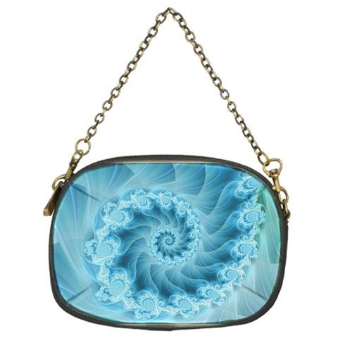 Silky Blue Spiral Fractal Chain Purse (One Side) from ArtsNow.com Front