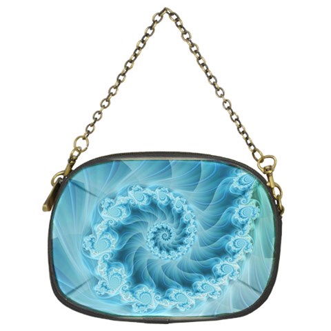 Silky Blue Spiral Fractal Chain Purse (Two Sides) from ArtsNow.com Front