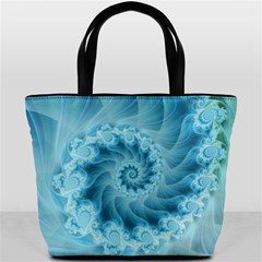 Silky Blue Spiral Fractal Bucket Bag from ArtsNow.com Front