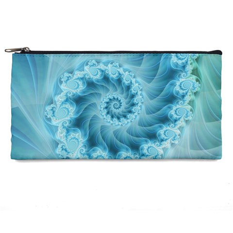 Silky Blue Spiral Fractal Pencil Case from ArtsNow.com Front