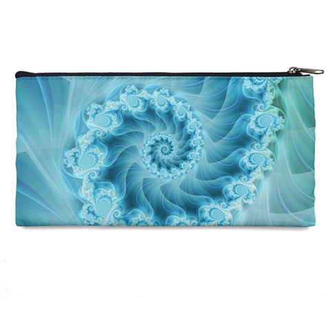 Silky Blue Spiral Fractal Pencil Case from ArtsNow.com Back