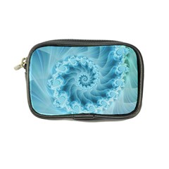 Silky Blue Spiral Fractal Coin Purse from ArtsNow.com Front