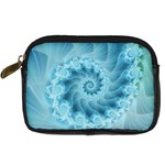 Silky Blue Spiral Fractal Digital Camera Leather Case