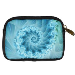 Silky Blue Spiral Fractal Digital Camera Leather Case from ArtsNow.com Back