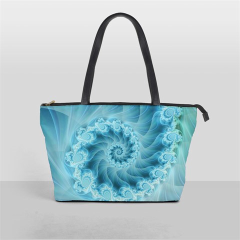 Silky Blue Spiral Fractal Classic Shoulder Handbag from ArtsNow.com Front