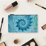 Silky Blue Spiral Fractal Cosmetic Bag (Small)