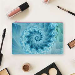 Silky Blue Spiral Fractal Cosmetic Bag (Medium) from ArtsNow.com Front