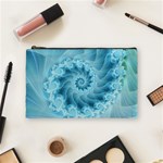 Silky Blue Spiral Fractal Cosmetic Bag (Medium)