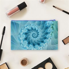 Silky Blue Spiral Fractal Cosmetic Bag (Medium) from ArtsNow.com Back